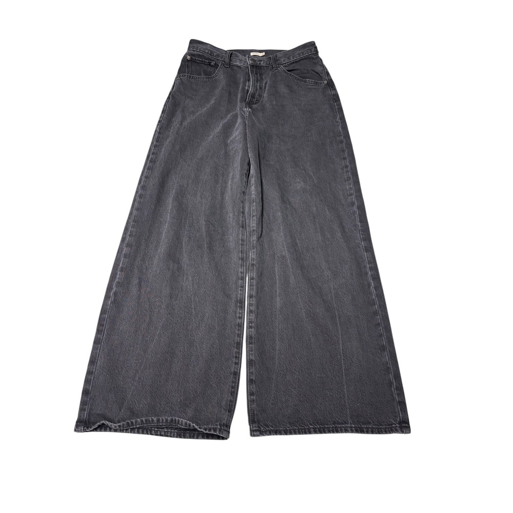 Levis Cinch Baggy Jeans Womens 30X31 Washed Black Wide Leg High Rise Denim 001UP